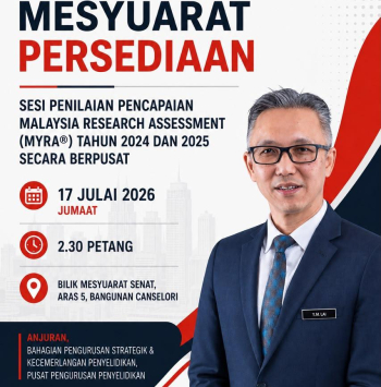 Hebahan Rasmi Mesyuarat Persediaan Sesi Penilaian Pencapaian Malaysia Research Assessment (MyRA) Tahun 2024 dan 2025 Secara Berpusat